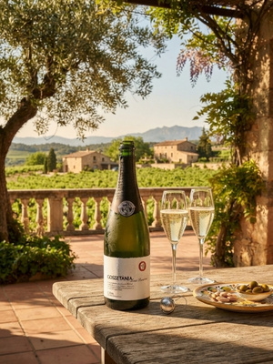 Cava Wein steht auf Tisch